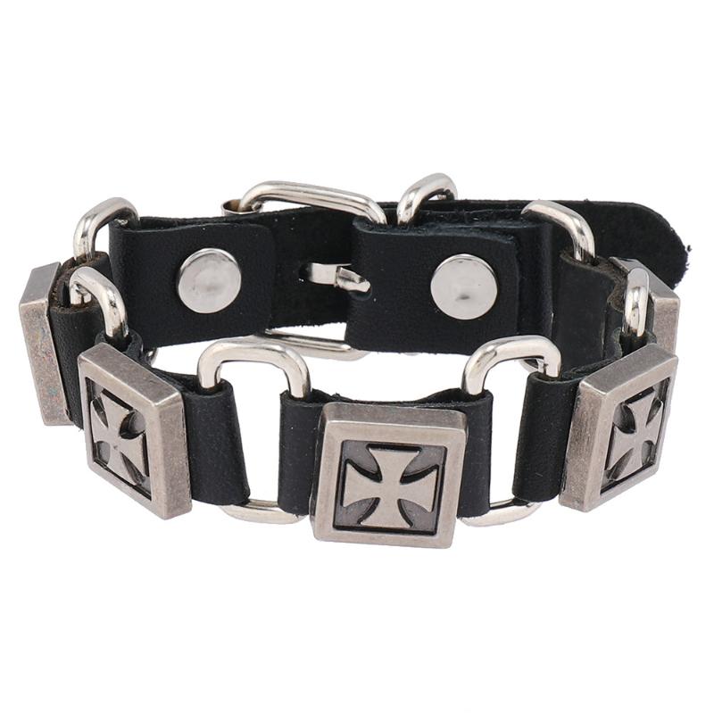 Gothic Vintage PU-Lederarmband für Männer und Frauen Punk Nieten Nieten Kreuzarmband Schmuck Zubehör