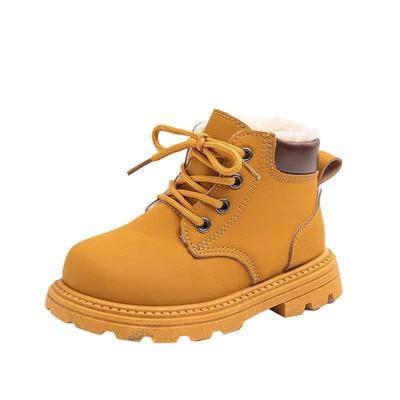 2025 Autumn/Winter Kids' Fleece-Lined Martin Boots - Boys' and Girls' British Style Short Boots