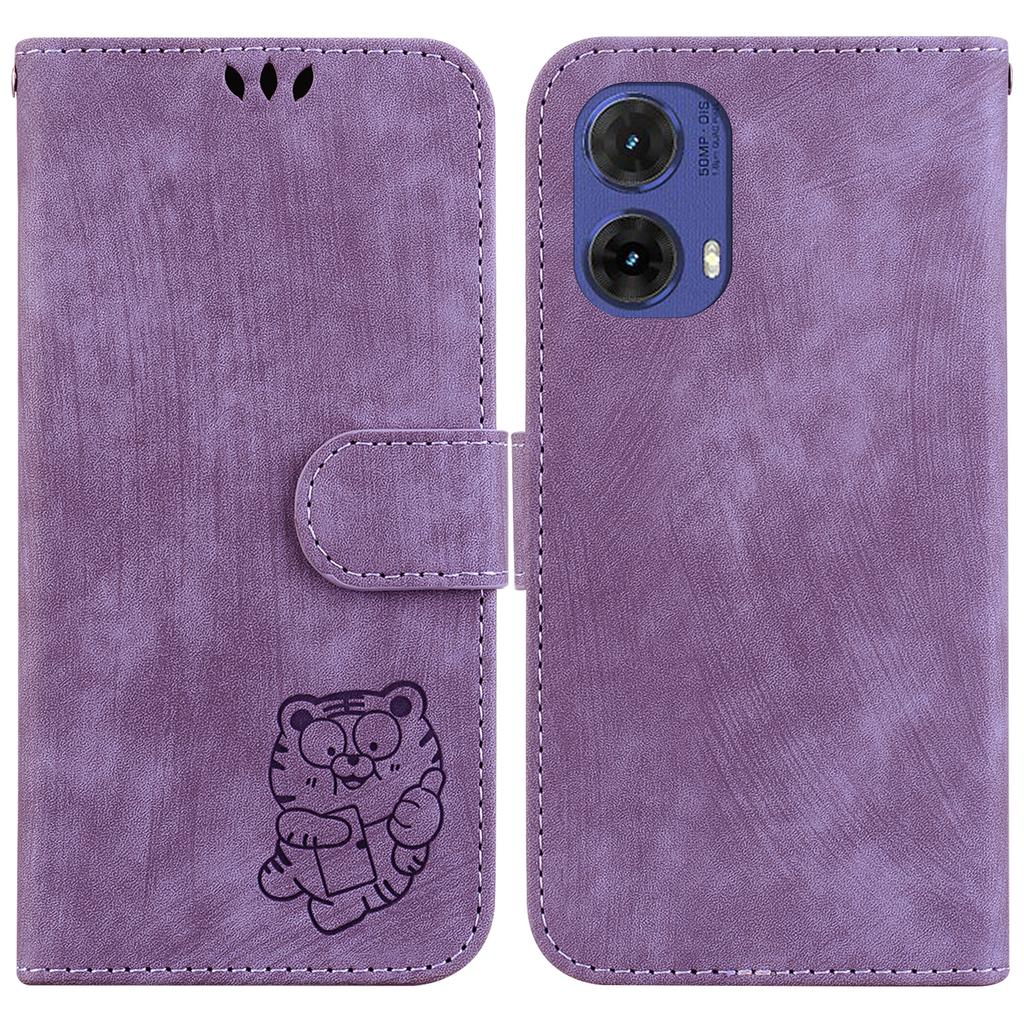 For Motorola Moto G85 5G/S50 Neo 5G Case Leather Wallet Phone Cover Cute Tiger Imprint