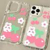 Pink Cherry Rabbit for iPhone17Promax Mobile Phone Case Apple 16 Niche 13/14 Transparent 15