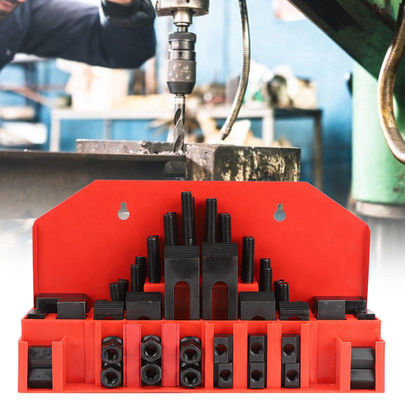 

58Pcs T Slot Clamp Kit Hardened Combined Press Plate for Lathe Milling Machine M10