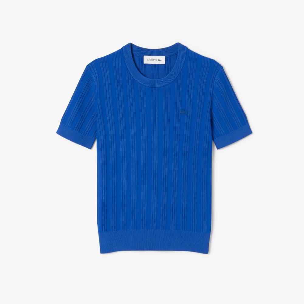 Lacoste Women's Pleated Rib Short-Sleeve Sweater AF7961-55NC4X