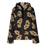 Damen Bären Half-Zip Mantel Bedruckter Doppellagiger Fleece Pullover Hoodie Lässig Locker Tasche Langarm Pullover