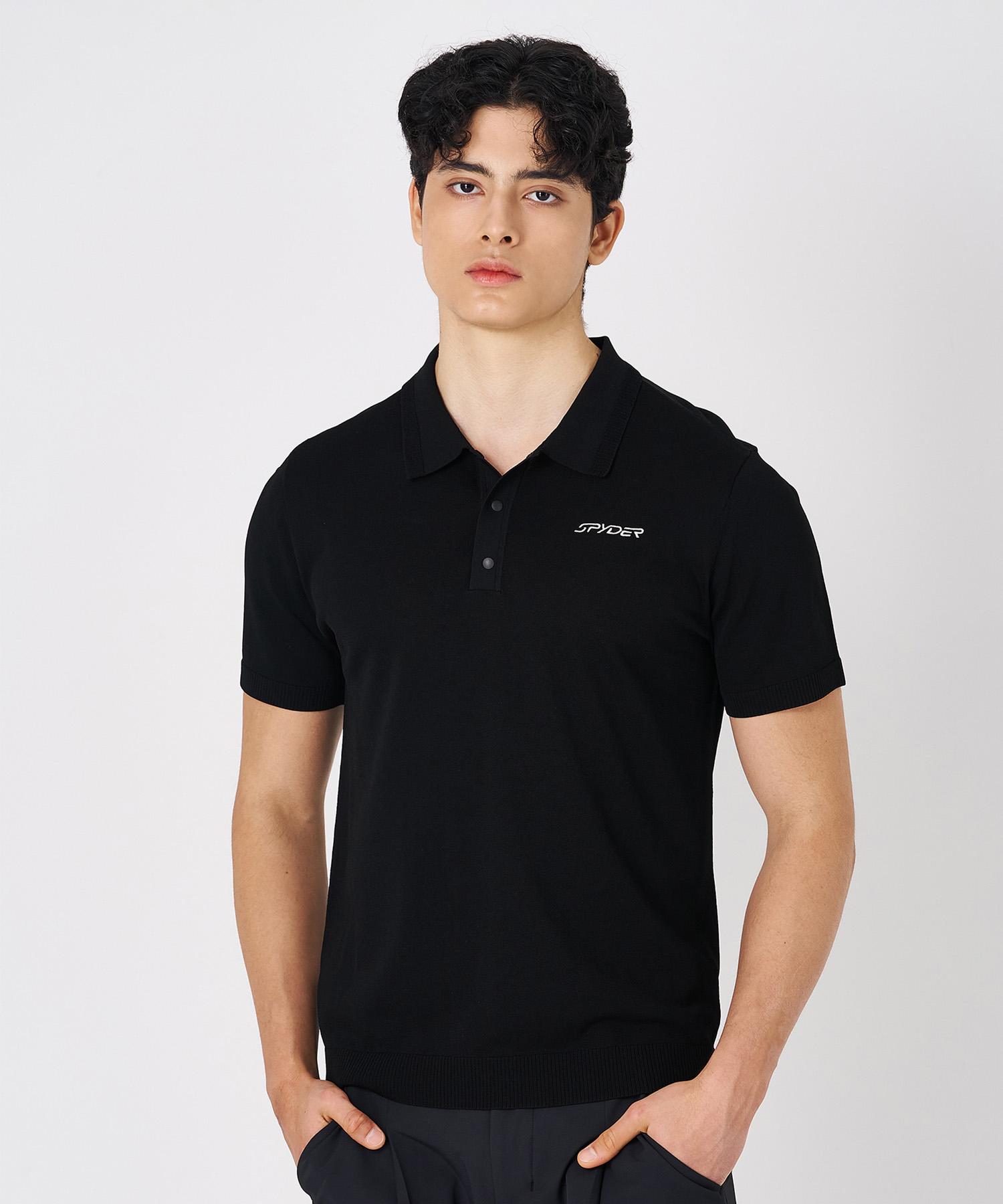 Men S Collared Short Sleeve Sweater Spkmcnts304Mblk Black/095