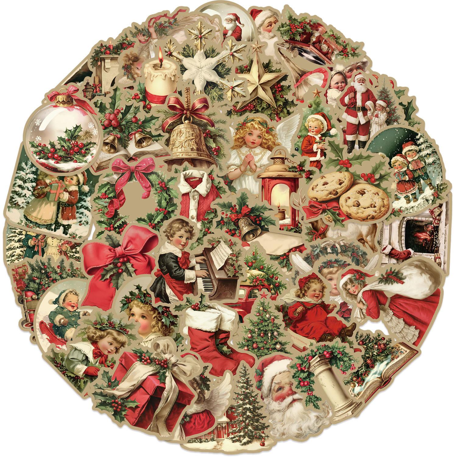 

50 Ретро Рождественских Дудл Наклеек Украшение для Вечеринки Гитара Ноутбук Чемодан Сделай Сам Водонепроницаемые