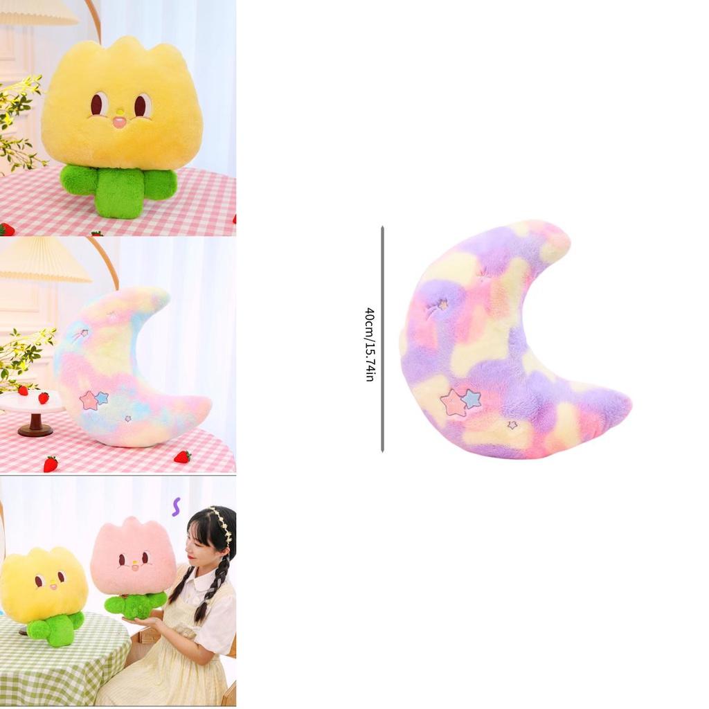 Cute Plush Moon And Star Sleeping Pillow For Girls