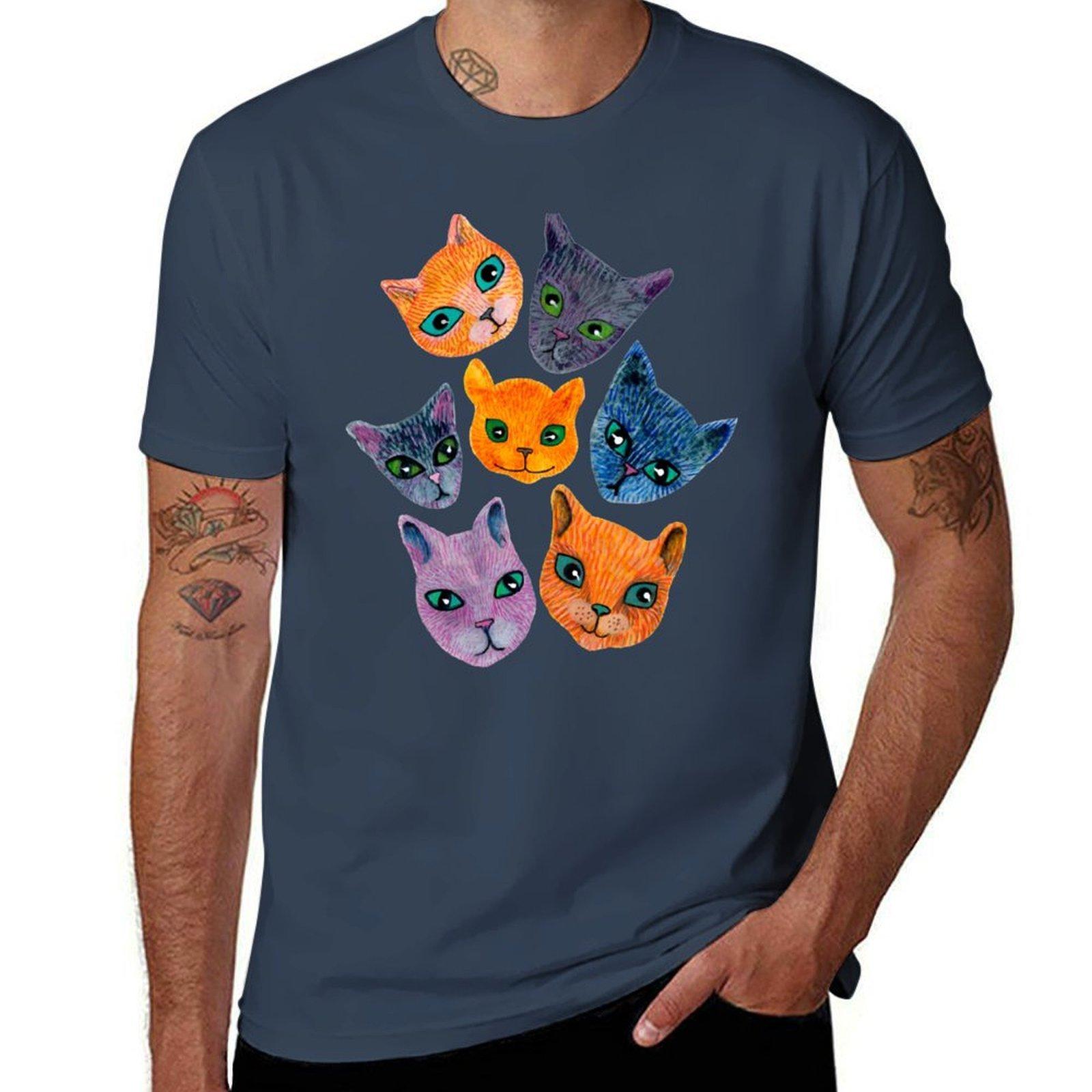 Cats Allover TShirt Casual Light Summer Short Sleeve Top S