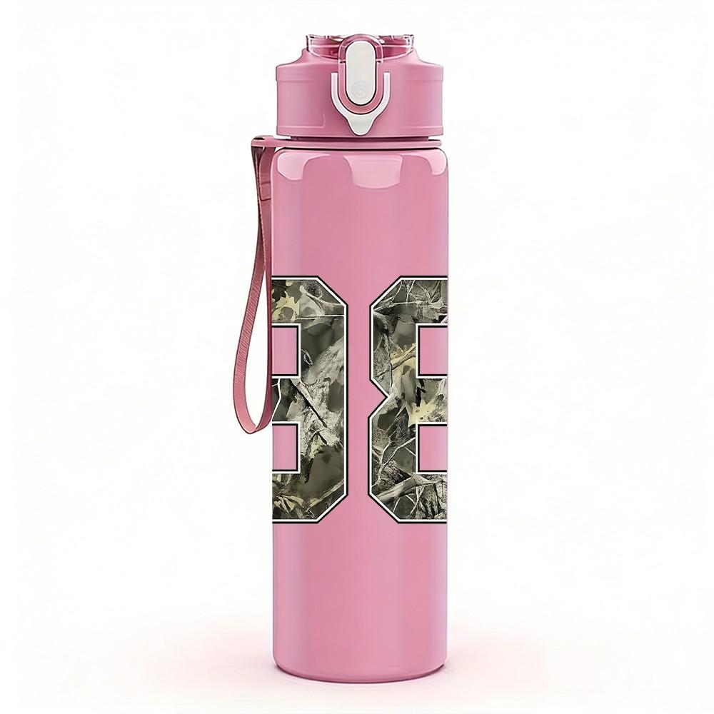 1PC Number Ninety Eight Retro Text Print 750ml Color Plastic Sports Water Bottle Leakproof Flip Straw Lid Suitable for Sports Office Home Use
