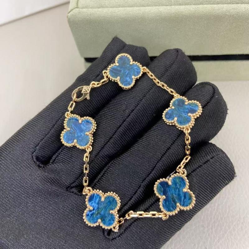 Exquisite Four-leaf Clover Bracelet for Women Five-flower Bracelet Double-sided Natural White Mother-of-pearl and Carnelian Bracelet