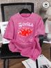 Cute Strawberry Fruit Basket Print Women Washed T Shirts Hip Hop ONeck TShirt Cotton Clothes Oversized Summer Short Sleeves