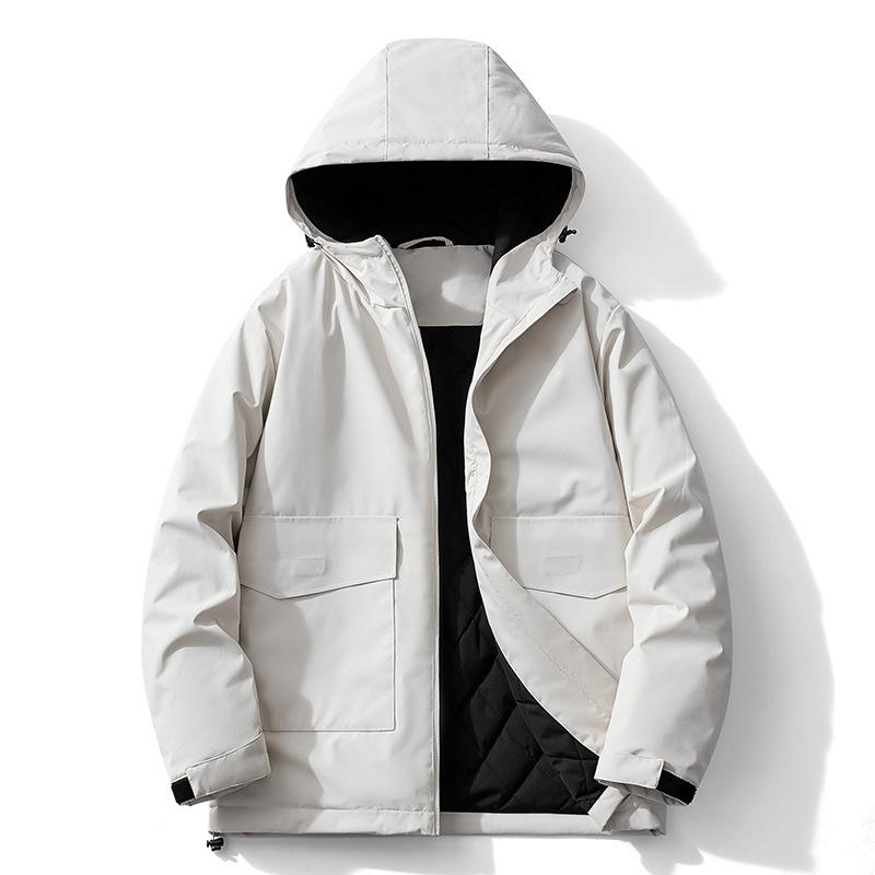 Men's Windproof Waterproof Cotton-padded Two-piece Set Winterproof Warm Cotton-padded Hooded Jacket