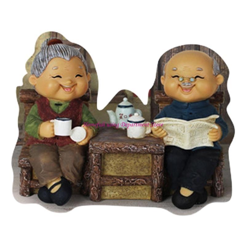 

Anniversary Elderly Couple Figurines Miniature Figures Grandma Grandpa Statue for Wedding Home Decors Memorials Ornament