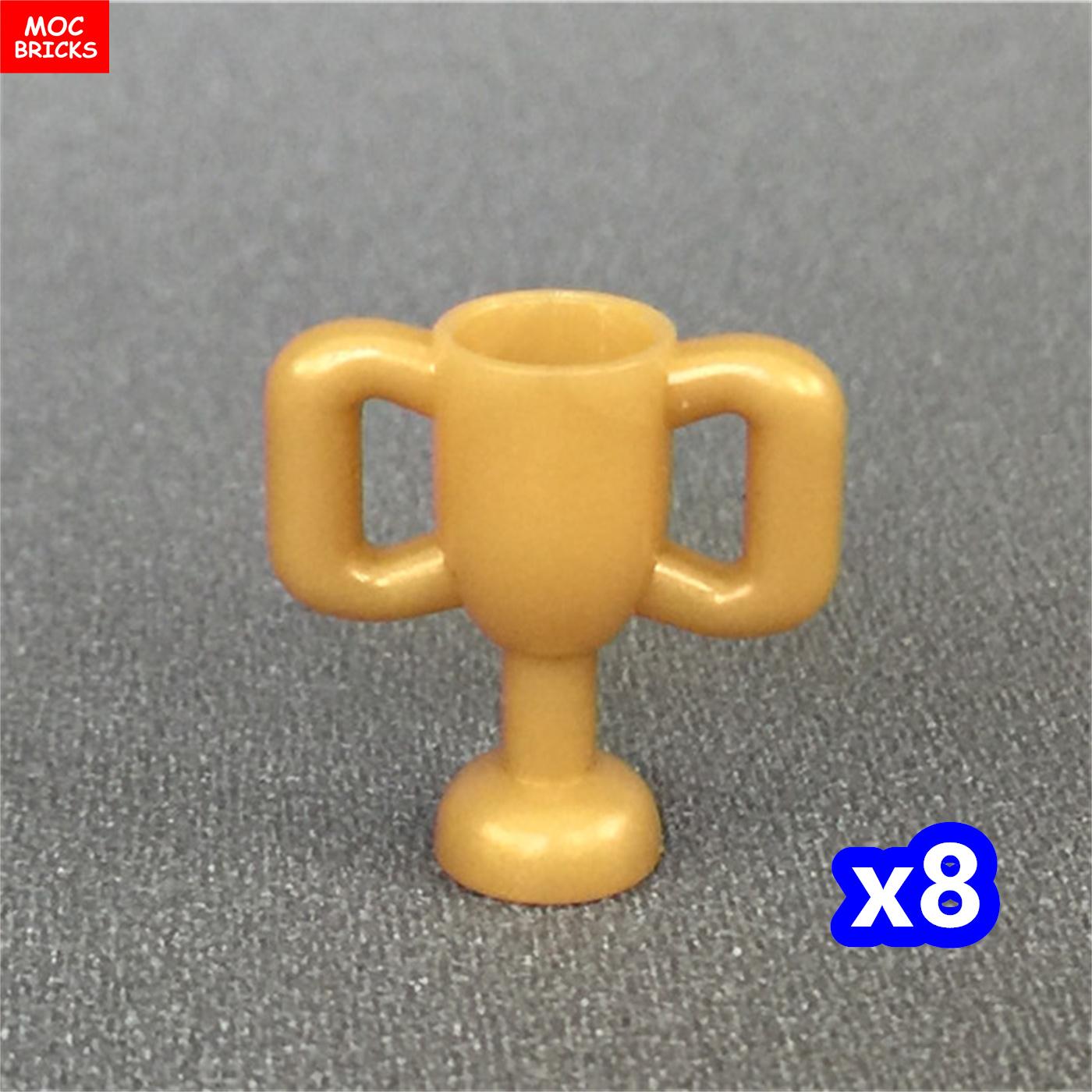 

8pcs MOC Bricks Trophy Cup 10172 4cm Figure Utensil Golden Pearl Gold Accessories Assemble Education Toys Ideal For Kid Children