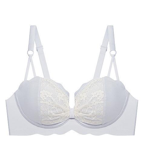 Gather solid color underwear, small breasts show large breasts, anti-sagging, pure desire girl lace, summer no steel ring bra