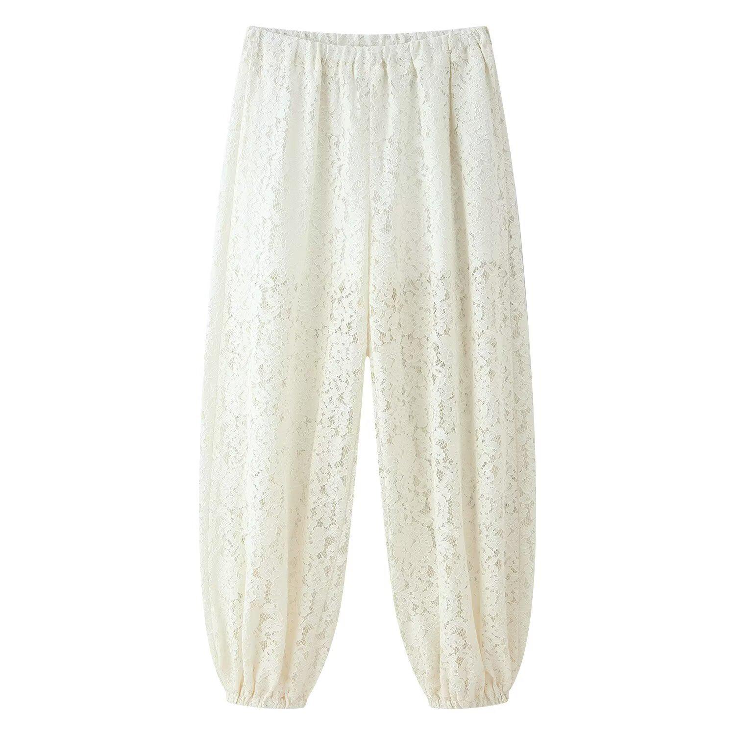 2026 Spring European Style Women s Lace Elastic Waist Loose Pants Large