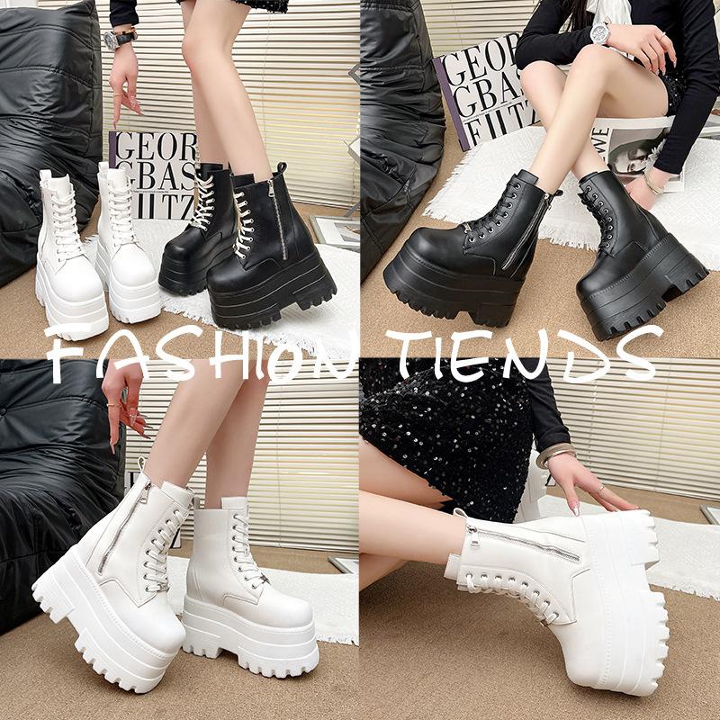 cos heightening shoes 13cm heightening and showing legs thin platform shoes small British style platform short Martin boots