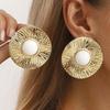 Retro Ins Style Luxury Textured Metal Stud Earrings Minimalist Design High Grade Fashion Earrings For Women