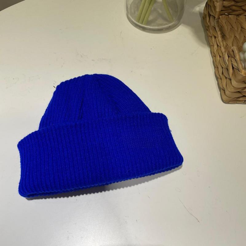 Autumn and Winter Pure Color Knitted Women's Warm Woolen Hat