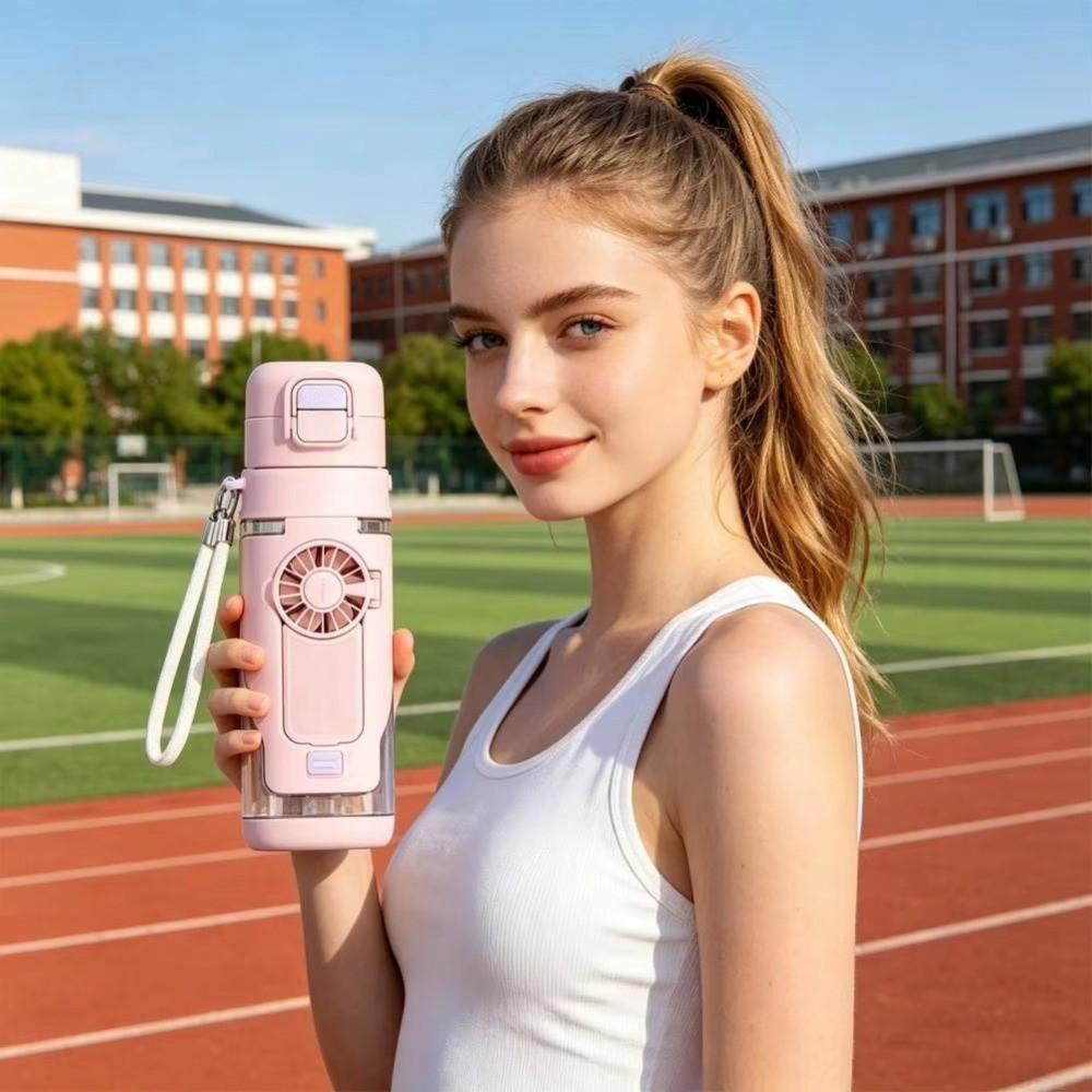 Dual-Use 2-in-1 Fan Cup 690 ML Sports Drinking Bottle Fan Water Bottle Students