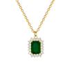 Green Square Full Diamond Fashion Light Luxury Temperament Gorgeous Retro Necklace Female Versatile Collarbone Chain Titanium Steel