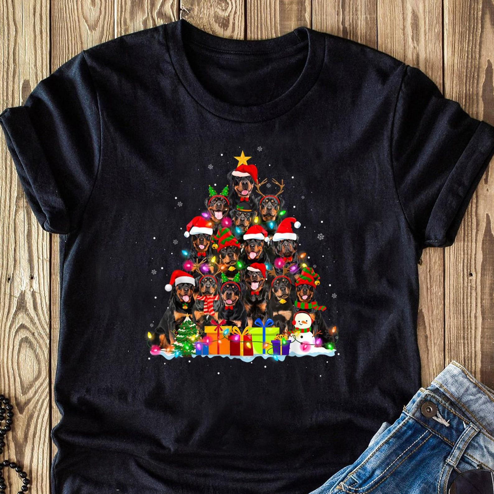 Christmas Pajama Rottweiler Tree Xmas Gifts Dog Dad Mom T-Shirt - Gift for Dog Lovers - Funny Dog - Rottweiler Lovers - Mother s Day L