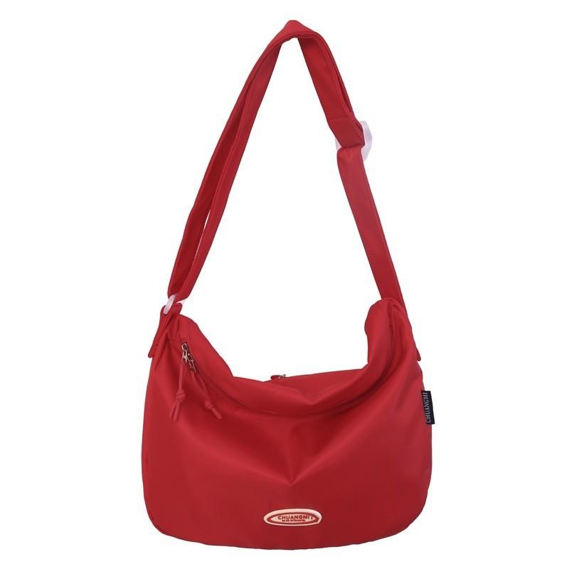 Casual Nylon Large Capacity Crossbody Bag Urban Minimalist Style Simple Solid Color Student School Bag