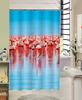 Waterproof Polyester 3d Shower Curtain Redcrowned Pattern With 12 Plastic Hooks