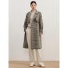 Jiuzi Annakokko Women's Double-Breasted Plaid Wool Blend Long Coat