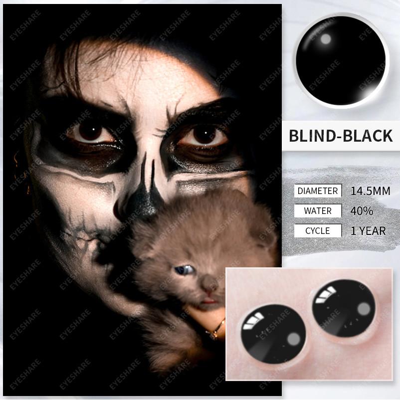 Eyeshare Cosplay Farbkontaktlinsen für Augen Halloween-Linsen Blaue Augenkontaktlinsen Schwarze Linsen Jahreslinsen 14,5 mm
