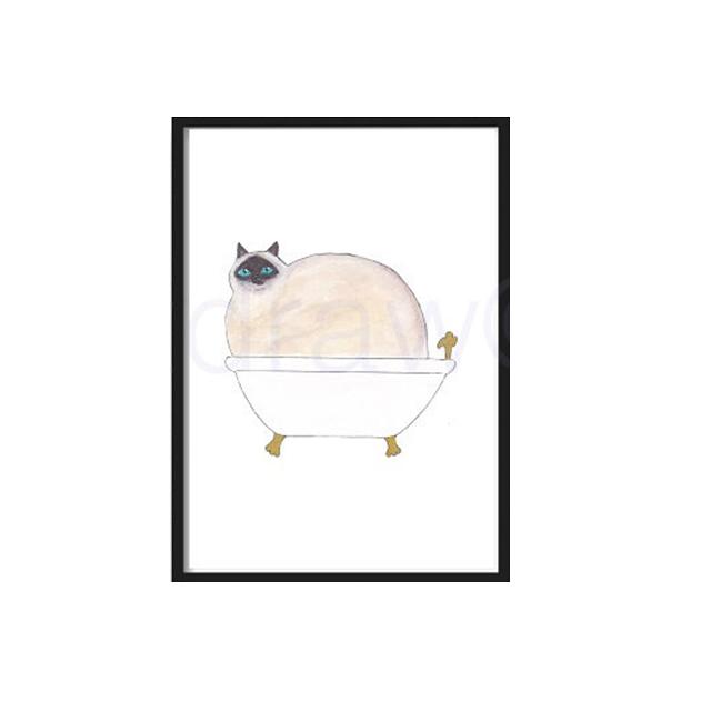 Cat Print Bath Time Cat Canvas Painting Print Wall Art Bathroom Decor Bathtub Bath Tub Wall Art Print Cat Lover Gift Unframed