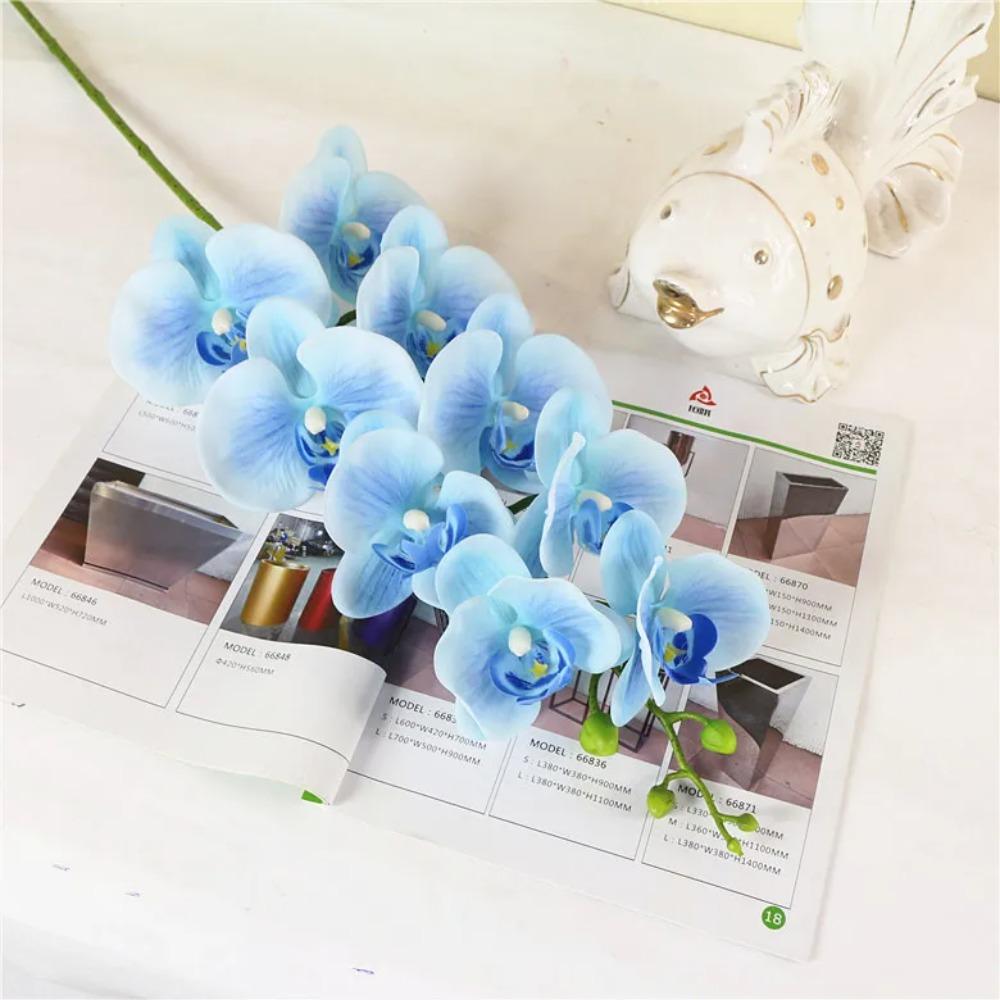 Latex 9-Heads Artificial Butterfly Orchid  3Dprint  Large Size  Fake Phalaenopsis Silicon PU Real Touch Wedding Home Decor