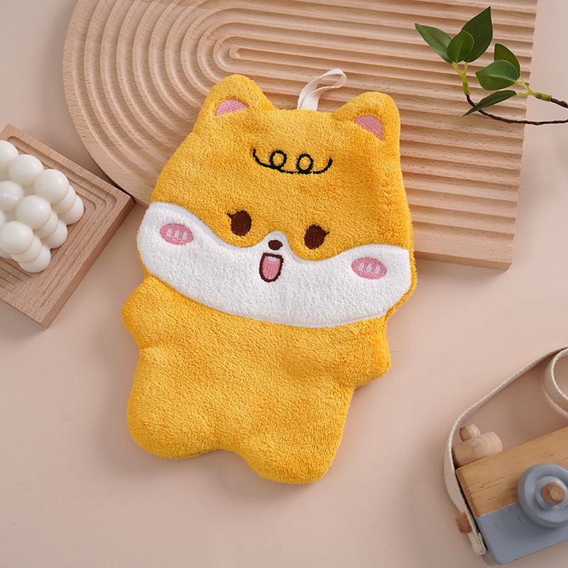 New Arrival Adorable Cartoon Hand Towel Coral Fleece Hanging Handkerchief With Embroidery Ideal For Southeast Asian Kitchens