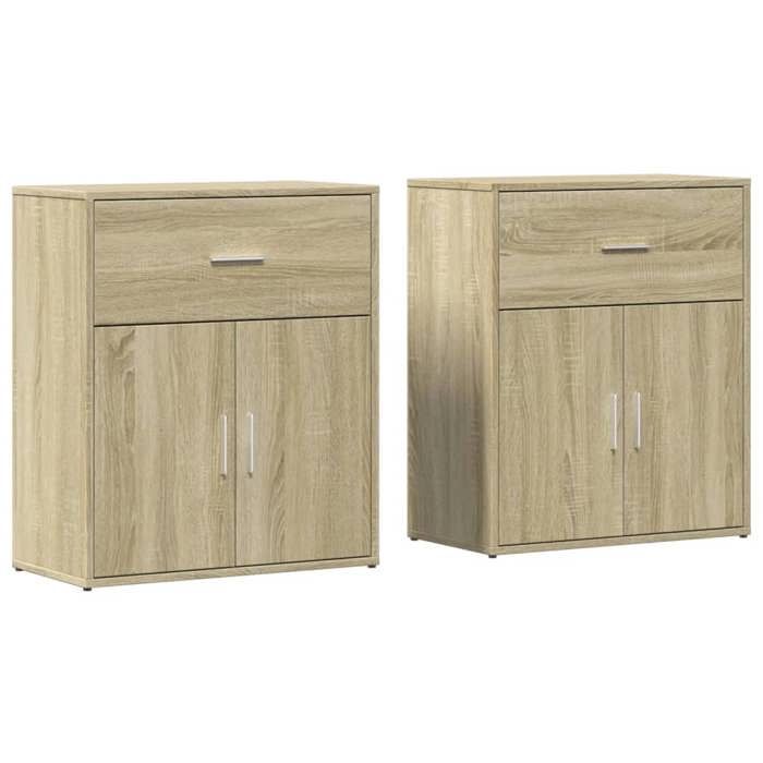 VidaXL Buffets 2 pcs chêne sonoma 60x31x70 cm bois d'ingénierie, armoire de rangement, meuble d'entrée, meuble d'appoint 3276548