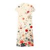 Fashion Women's Summer V-Neck Short Sleeve Floral Print Beach Dress