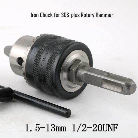 Multi-function Rotary Hammer to Electric Drill Adapter: Round/Square Shank, Four-Flute, Round Head