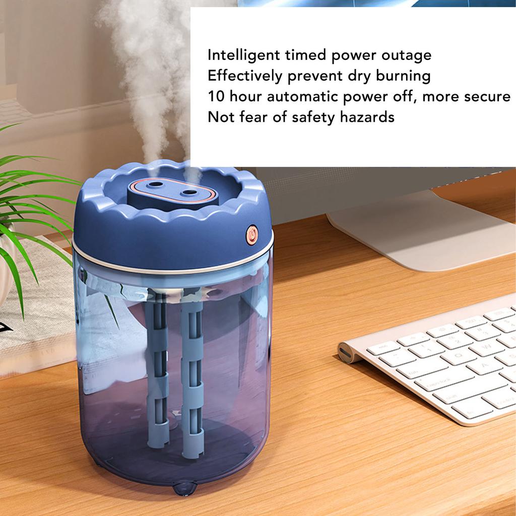 USB-betriebener Luftbefeuchter 1,8 l großes Fassungsvermögen 7-farbiges Nachtlicht 10 h automatische Abschaltung Doppelsprüh-Luftbefeuchter