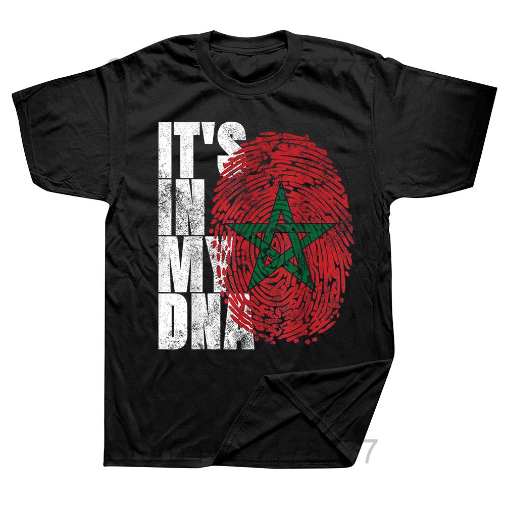 

Funny Its In My DNA Moroccan African Gifts Moorish Morocco Flag T Shirts Cotton Streetwear Short Sleeve Summer Tshirt Men 4XL