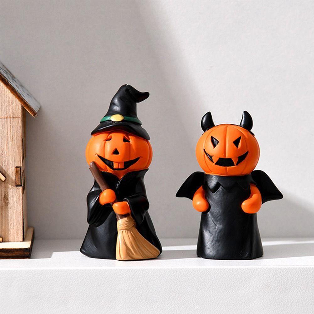 3Pcs/Set Craft Mini Devil Pumpkin Figurine Durable Halloween Devil Decoration Office Display