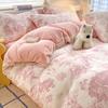 Thickened Milk Fleece Four-Piece Warm Coral Fleece Bed Sheet Quilt Cover Fleece Bedding Flannel