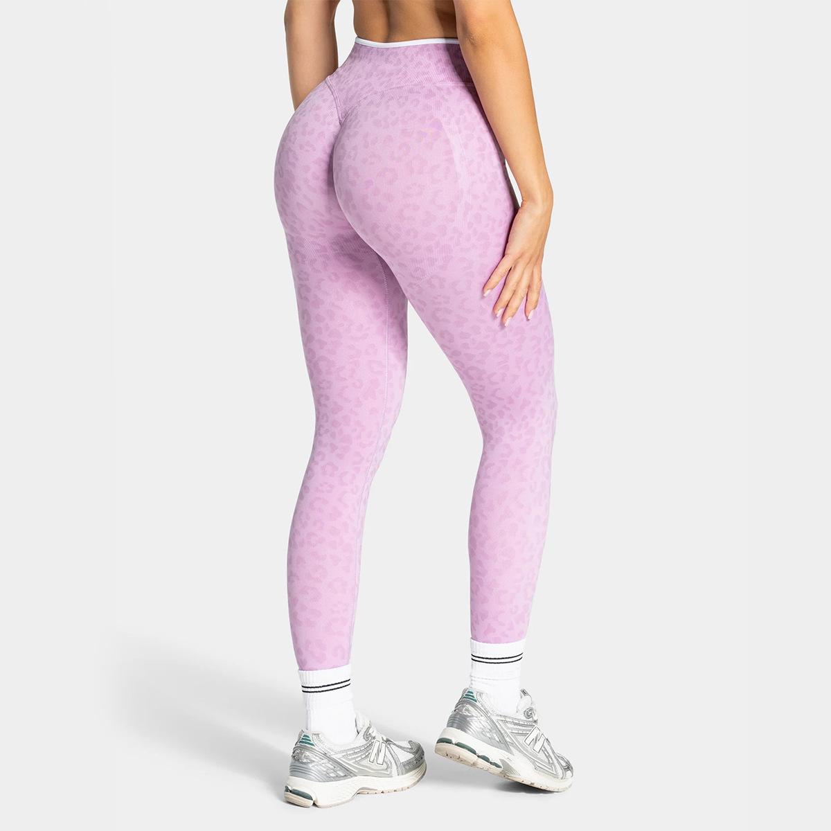 High-Waisted Leopard Print Tummy Control Yoga Pants for Fitness & Sports Medium