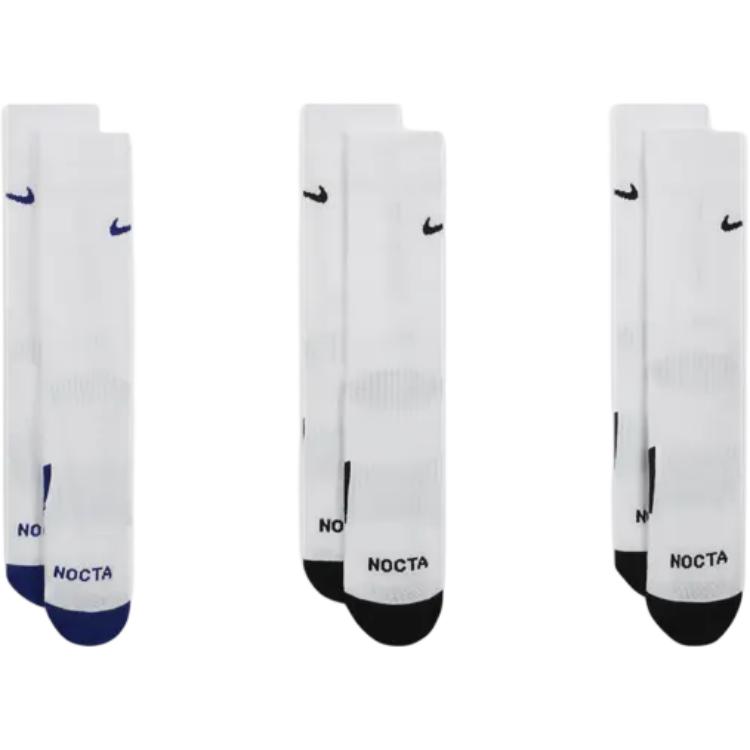 Nike X Nocta L Art Crew Socks 3 Pack White/Deep Royal Blue/White/Black FV3806-900 L