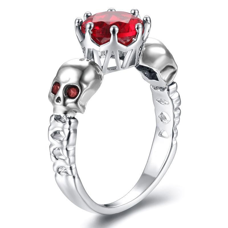 Punk Style Punk Skull Head Ring, Fashion Hip Hop 5 Color Ring, Hand Jewelry