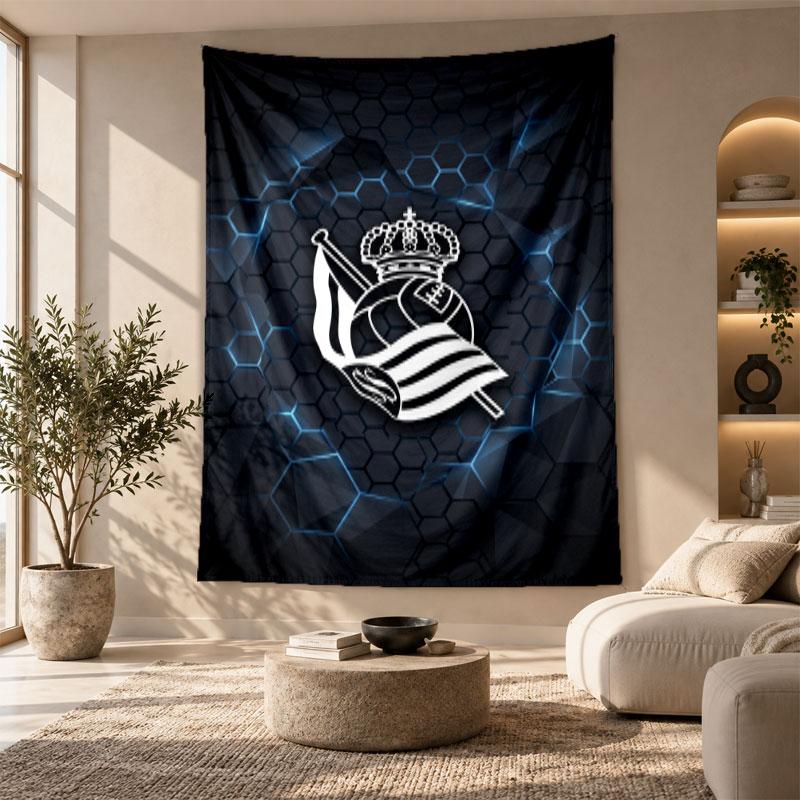 Decorative Tapestry,Real Sociedad FC Printed Wall Art, Lightweight Wall Hanging For Bedroom Background