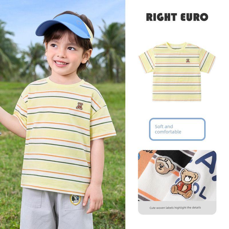 Right-Ou Boys' Cool Short-Sleeve T-Shirt 2026 Summer New Children's Clothing Antibacterial Thin Top for Kids and Babies