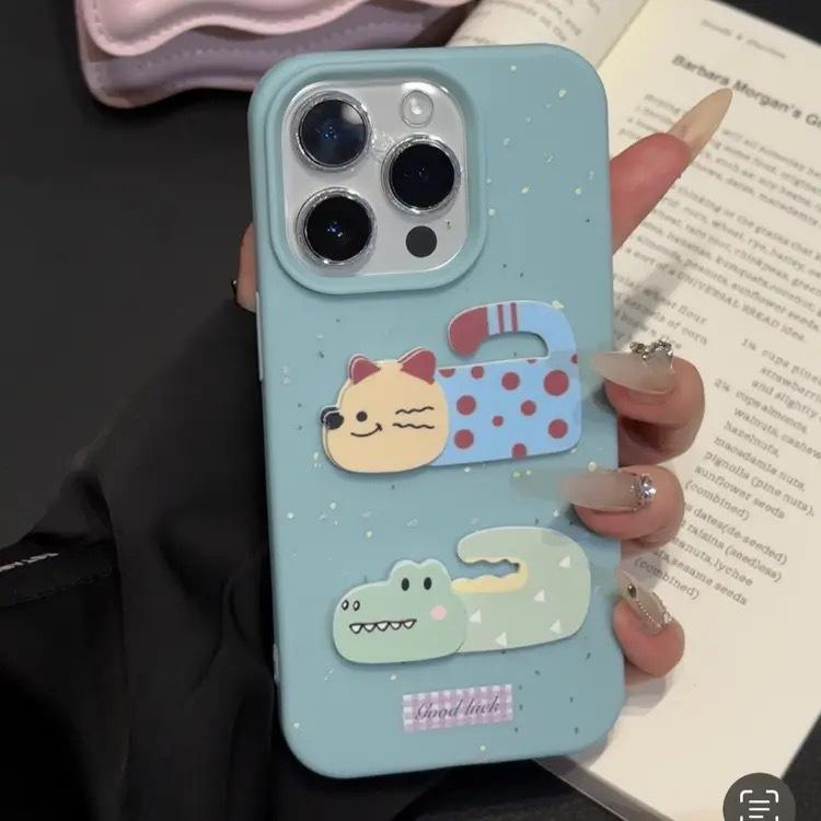 

Объемные мультяшные наклейки с животными, подходящие для чехла для мобильного телефона Apple 16promax Iphone13, противоударные 12/11/15 Apple X