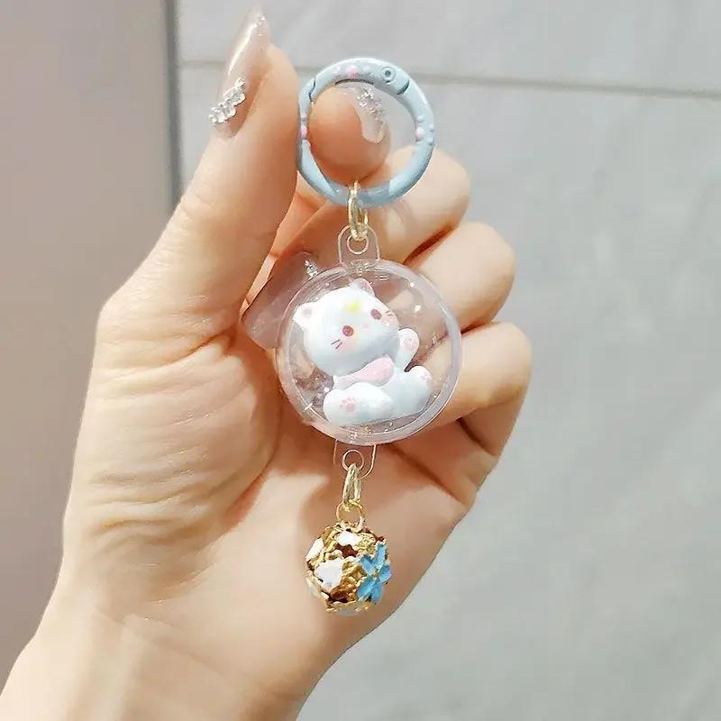 1/5pcs Fashion Cartoon Small Cat Cute Keychain Phone Chain Resin Keyring Bag Pendant Couple Key Chains Gifts Women for Jewelry