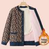 Mid-Aged & Elderly Women's Autumn/Winter Velvet-Lined Printed Cardigan Coat