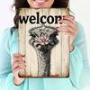 Ostrich Flower Welcome Tin Sign 8x12 Inch Creative Garage Metal Plaque Bold Lettering
