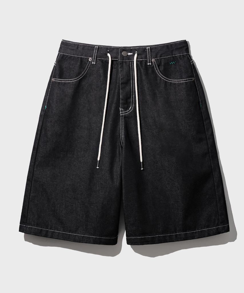 WV PROJECT Broden Bermuda Denim Half Shorts Black Hssp7793