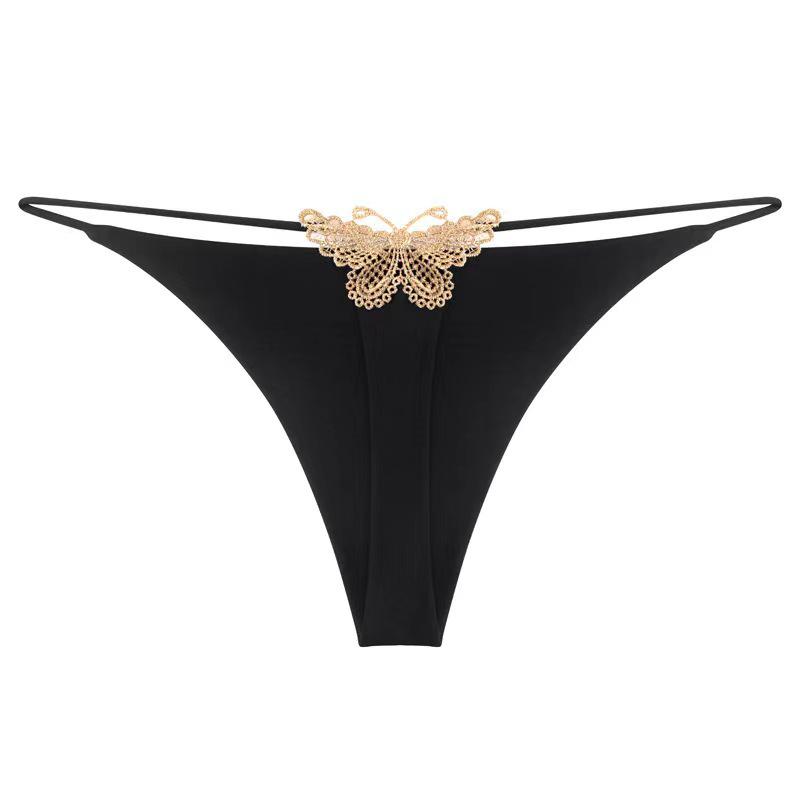 Butterfly Embroidery Low-Waist Seamless Thong - Spring/Summer Collection